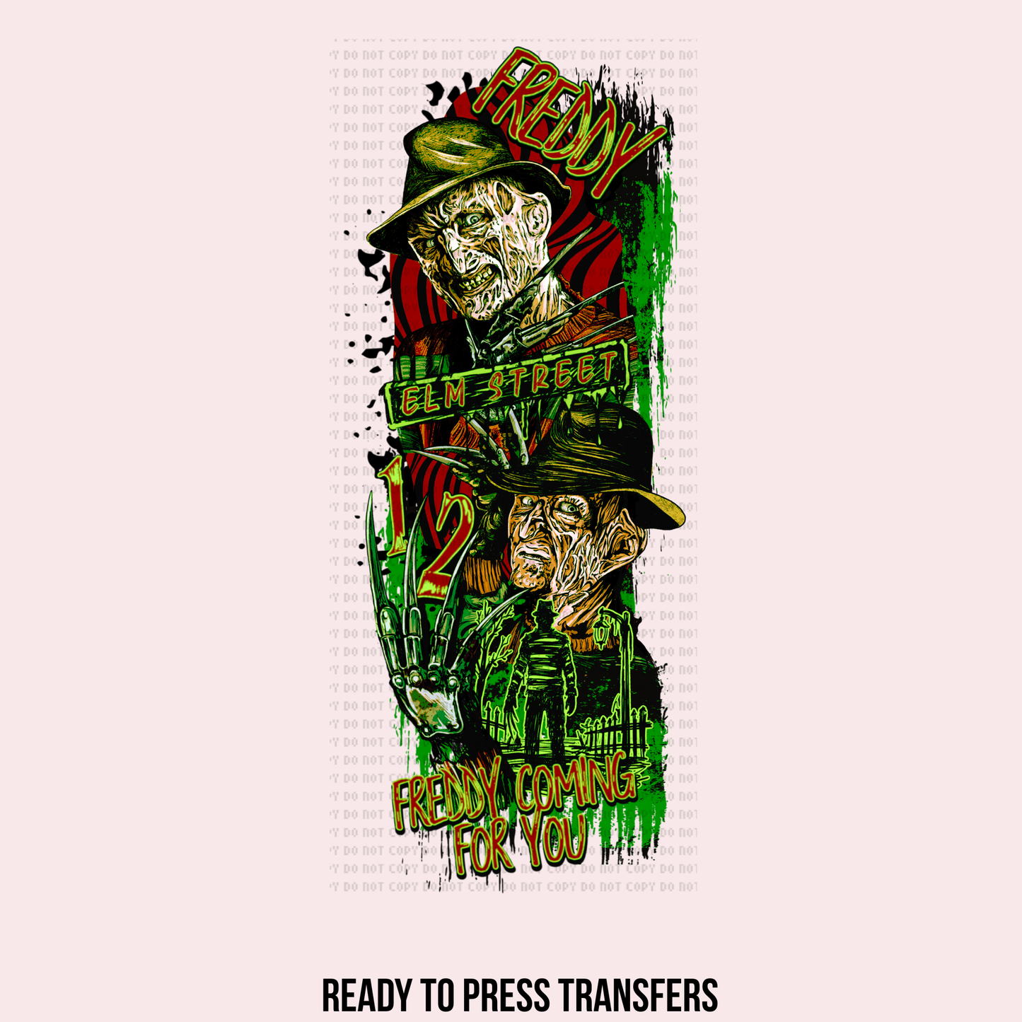 ELM STREET W/ 2 SLEEVES DTF TRANSFERS