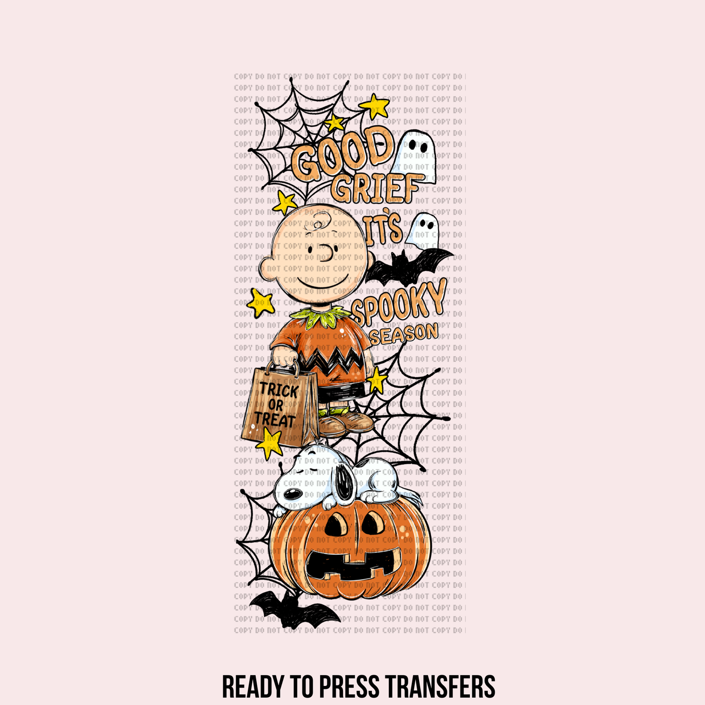 GOOD GRIEF W/ 2 SLEEVES DTF TRANSFERS