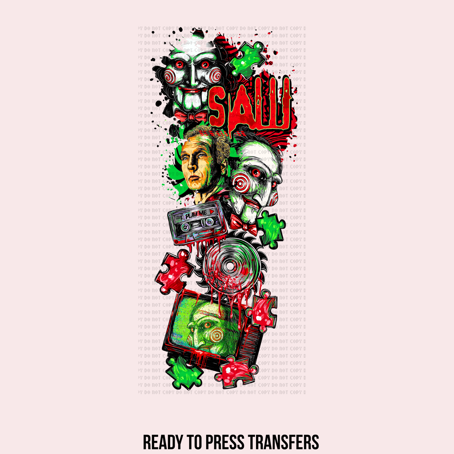 SAW W/ 2 SLEEVES DTF TRANSFERS