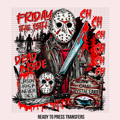 FRIDAY THE 13TH  W/ 2 SLEEVES DTF TRANSFERS