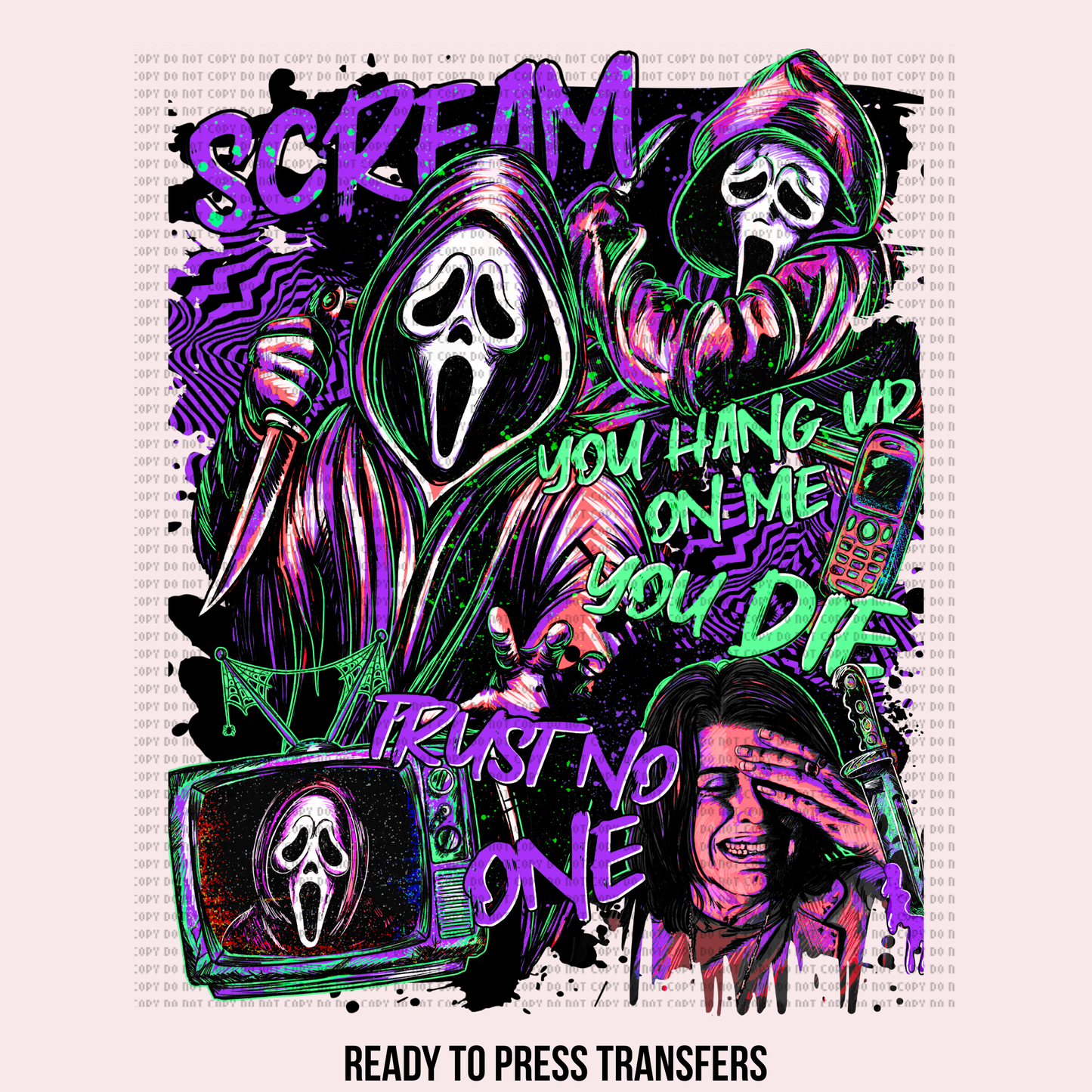 SCREAM W/ 2 SLEEVES DTF TRANSFERS
