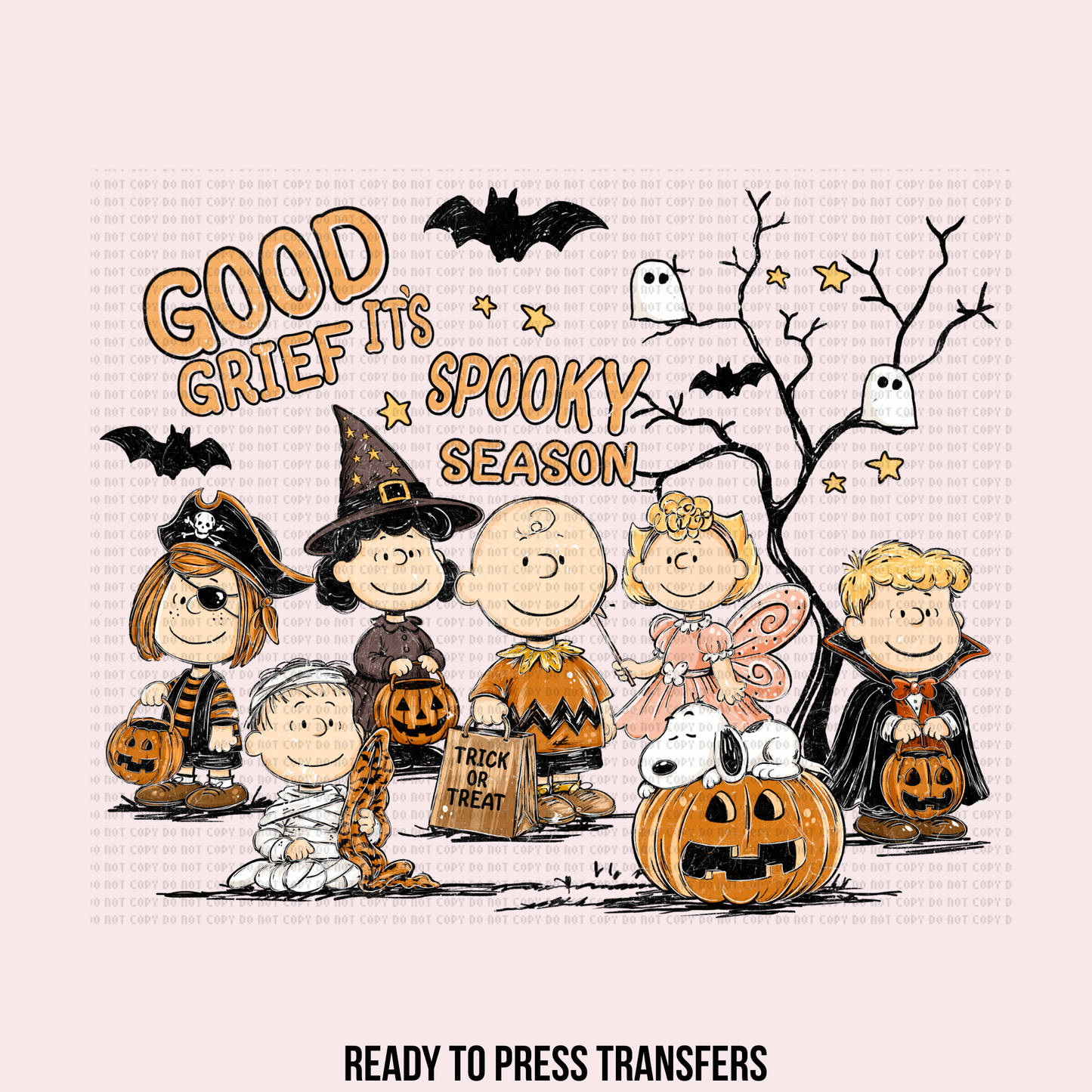 GOOD GRIEF W/ 2 SLEEVES DTF TRANSFERS